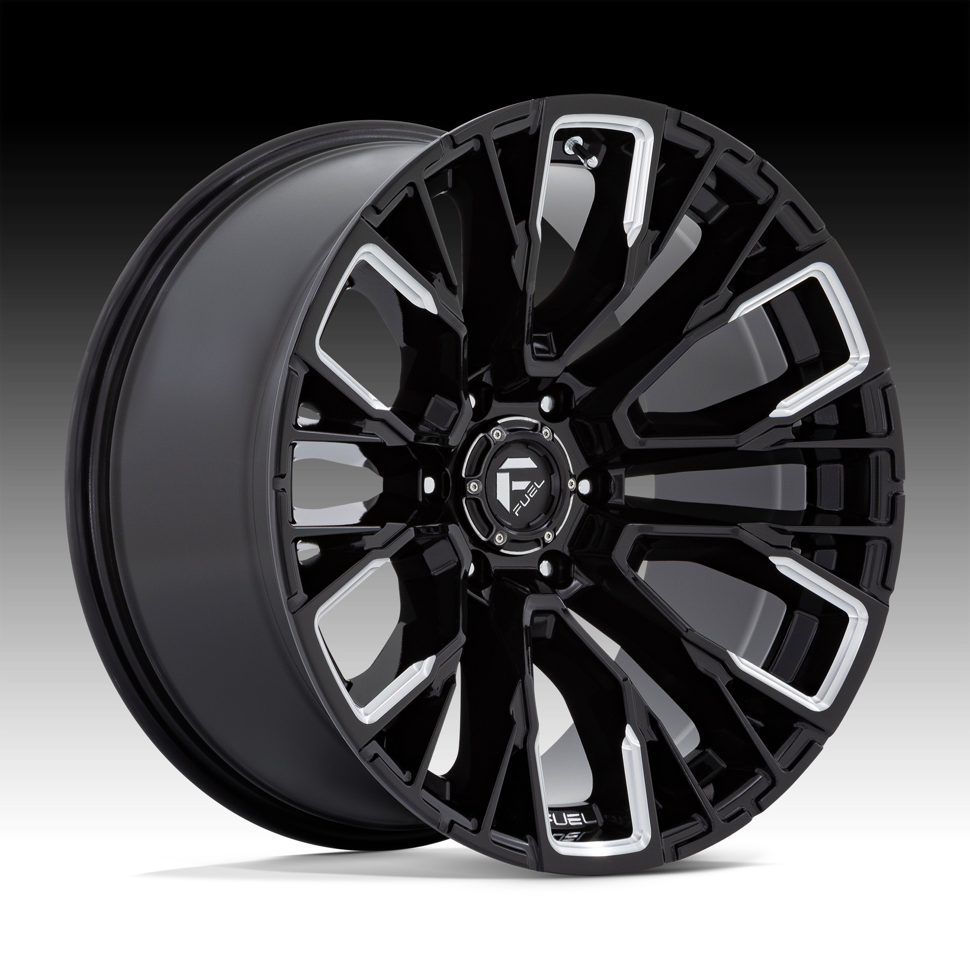 Fuel Rebar 6 D849 Gloss Black Milled Custom Truck Wheels D849 / Rebar